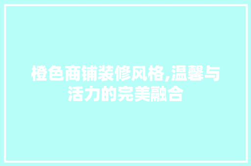 橙色商铺装修风格,温馨与活力的完美融合 室内设计