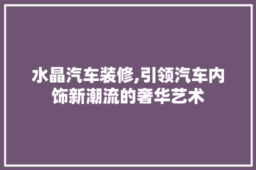 水晶汽车装修,引领汽车内饰新潮流的奢华艺术 室内设计