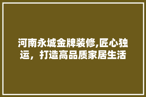 河南永城金牌装修,匠心独运，打造高品质家居生活