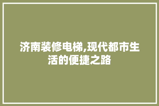 济南装修电梯,现代都市生活的便捷之路