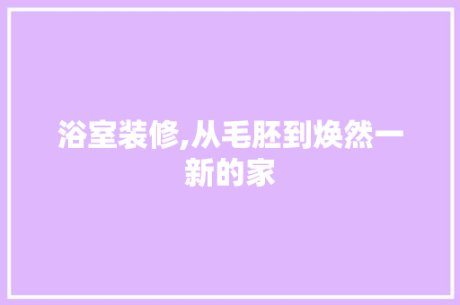 浴室装修,从毛胚到焕然一新的家