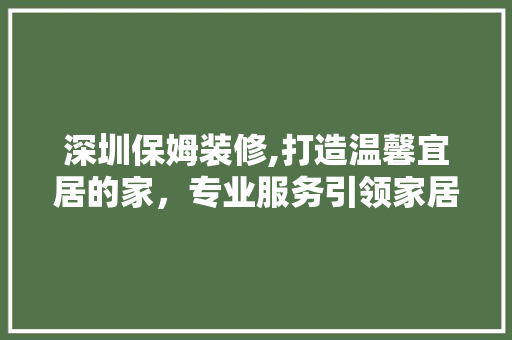 深圳保姆装修,打造温馨宜居的家，专业服务引领家居潮流 家居装修