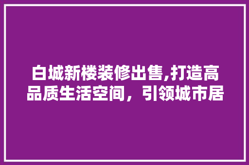 白城新楼装修出售,打造高品质生活空间，引领城市居住新潮流