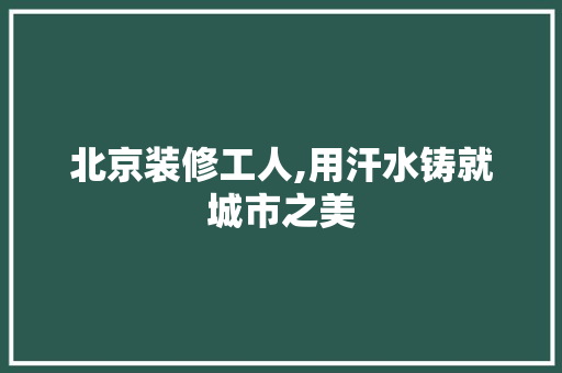 北京装修工人,用汗水铸就城市之美