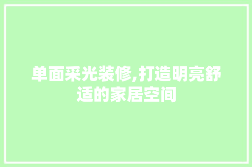 单面采光装修,打造明亮舒适的家居空间 软装设计