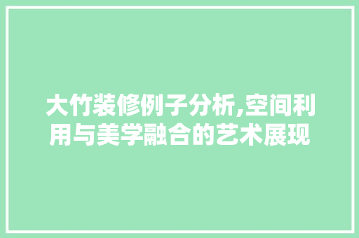 大竹装修例子分析,空间利用与美学融合的艺术展现