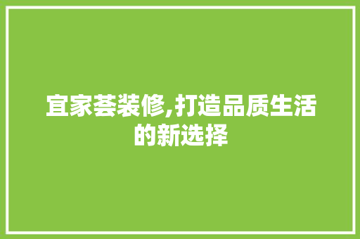 宜家荟装修,打造品质生活的新选择 室内设计