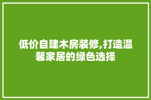 低价自建木房装修,打造温馨家居的绿色选择