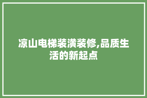 凉山电梯装潢装修,品质生活的新起点