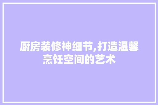 厨房装修神细节,打造温馨烹饪空间的艺术 家居装修