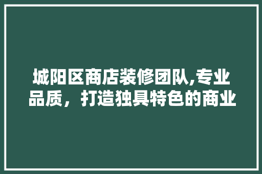 城阳区商店装修团队,专业品质，打造独具特色的商业空间