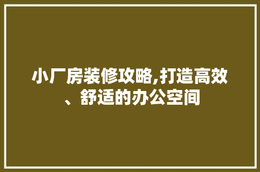小厂房装修攻略,打造高效、舒适的办公空间 现代风格装饰