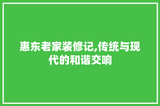 惠东老家装修记,传统与现代的和谐交响