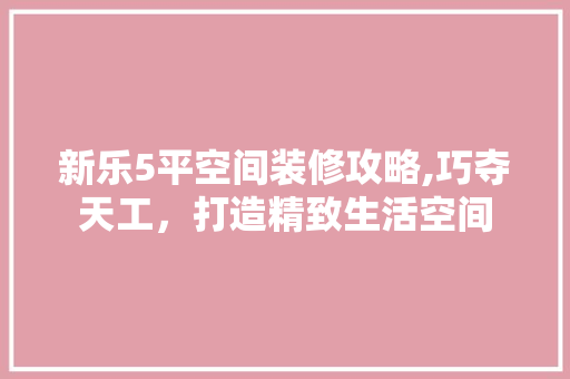 新乐5平空间装修攻略,巧夺天工，打造精致生活空间