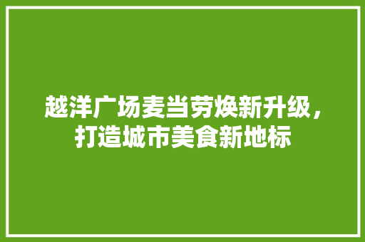 越洋广场麦当劳焕新升级，打造城市美食新地标