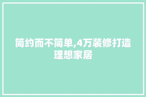 简约而不简单,4万装修打造理想家居 软装设计