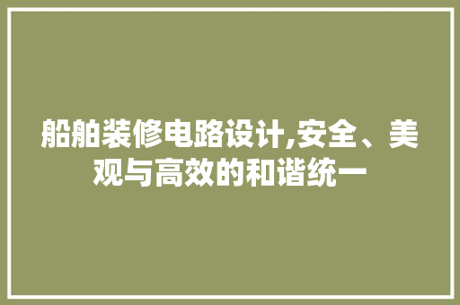 船舶装修电路设计,安全、美观与高效的和谐统一