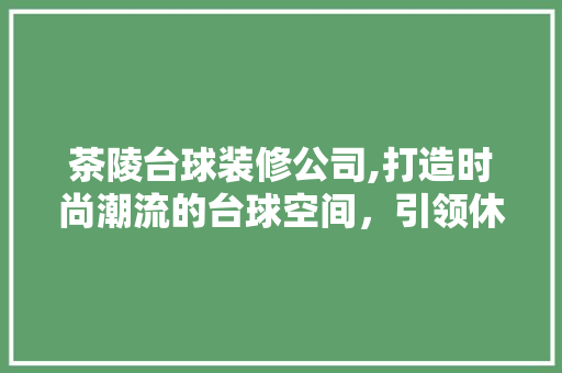茶陵台球装修公司,打造时尚潮流的台球空间，引领休闲文化新潮流