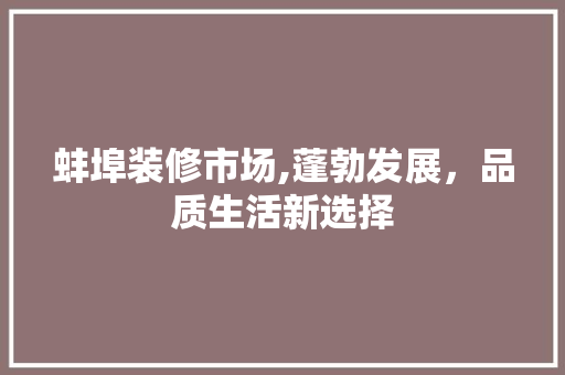 蚌埠装修市场,蓬勃发展，品质生活新选择