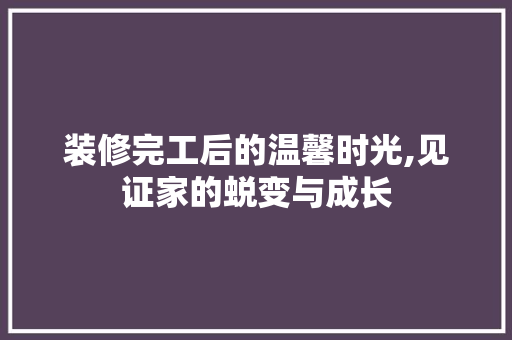 装修完工后的温馨时光,见证家的蜕变与成长