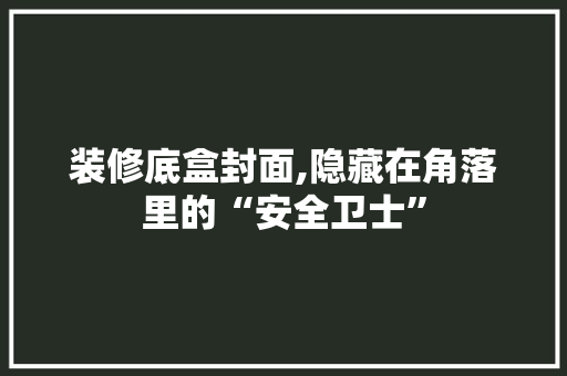 装修底盒封面,隐藏在角落里的“安全卫士” 软装设计