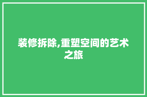 装修拆除,重塑空间的艺术之旅 家居装修