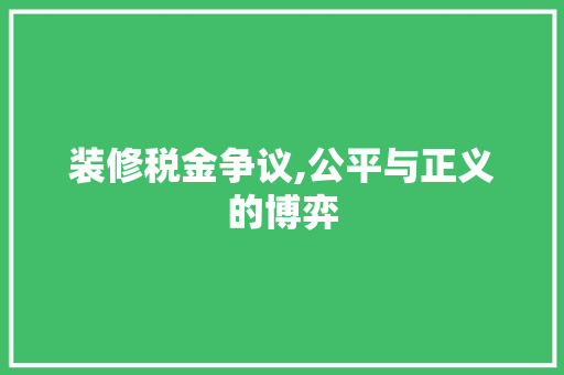 装修税金争议,公平与正义的博弈 客厅装修