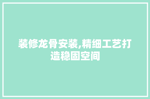装修龙骨安装,精细工艺打造稳固空间