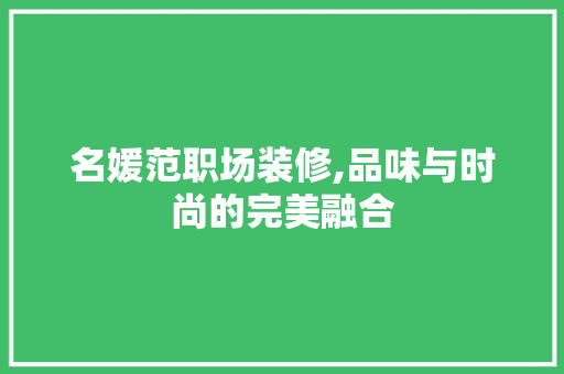 名媛范职场装修,品味与时尚的完美融合 家居装修