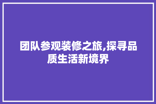 团队参观装修之旅,探寻品质生活新境界