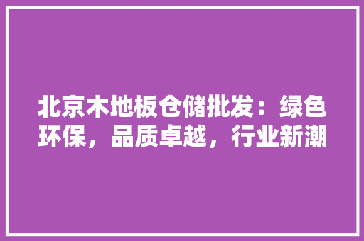 北京木地板仓储批发：绿色环保，品质卓越，行业新潮流 家居装修