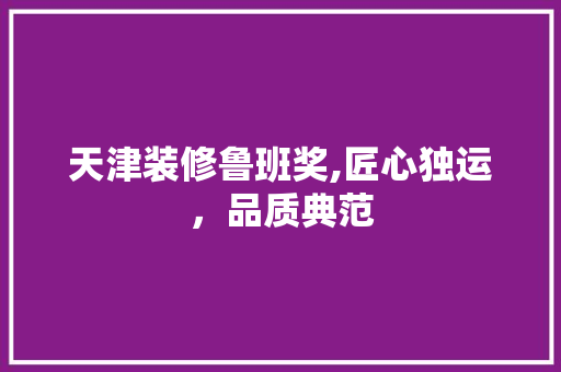 天津装修鲁班奖,匠心独运，品质典范