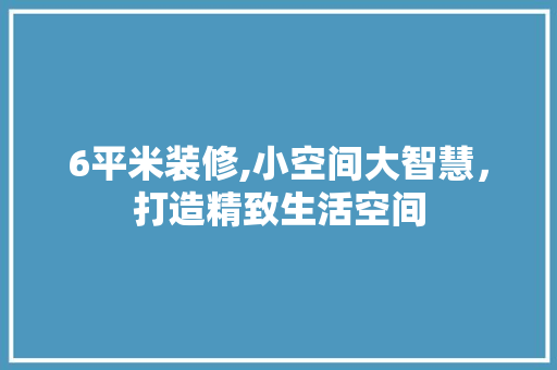 6平米装修,小空间大智慧，打造精致生活空间 家居装修