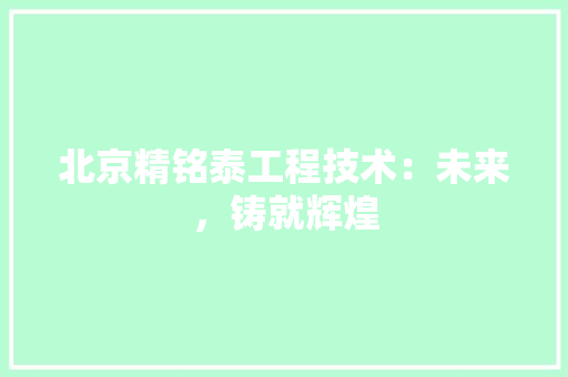 北京精铭泰工程技术：未来，铸就辉煌 家居装修