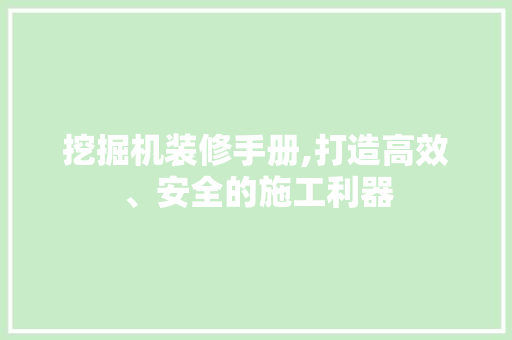 挖掘机装修手册,打造高效、安全的施工利器 中式风格装饰