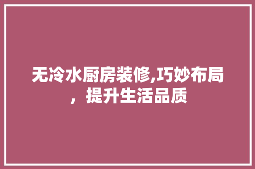 无冷水厨房装修,巧妙布局，提升生活品质