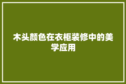 木头颜色在衣柜装修中的美学应用