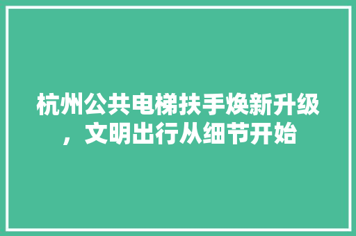 杭州公共电梯扶手焕新升级，文明出行从细节开始