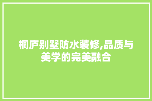 桐庐别墅防水装修,品质与美学的完美融合 客厅装修