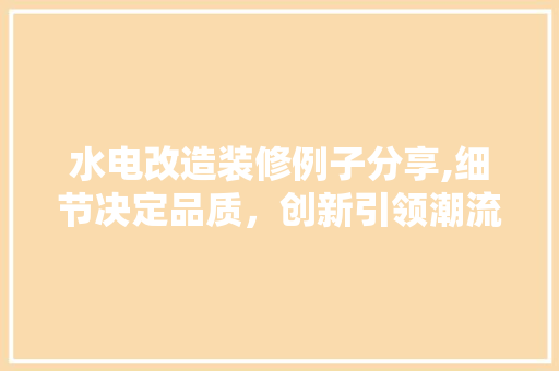 水电改造装修例子分享,细节决定品质，创新引领潮流
