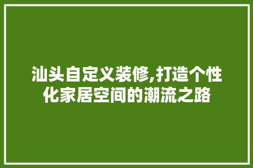 汕头自定义装修,打造个性化家居空间的潮流之路 卧室装修