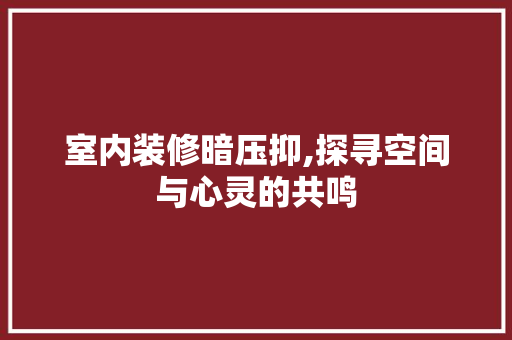 室内装修暗压抑,探寻空间与心灵的共鸣 室内设计
