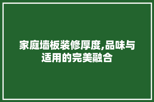 家庭墙板装修厚度,品味与适用的完美融合