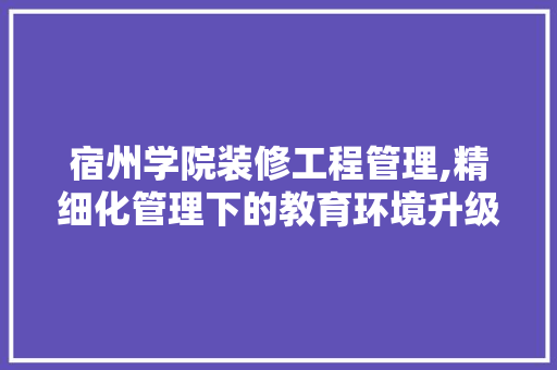 宿州学院装修工程管理,精细化管理下的教育环境升级