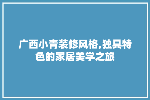 广西小青装修风格,独具特色的家居美学之旅