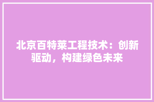 北京百特莱工程技术：创新驱动，构建绿色未来 家居装修
