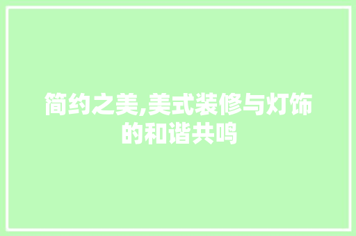 简约之美,美式装修与灯饰的和谐共鸣 现代风格装饰