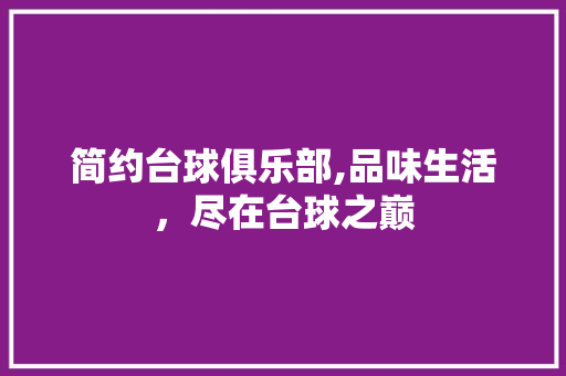简约台球俱乐部,品味生活，尽在台球之巅