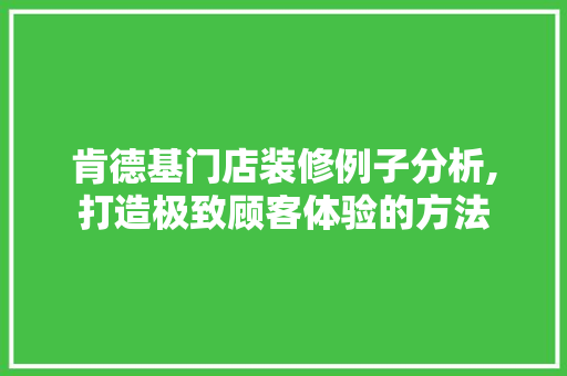 肯德基门店装修例子分析,打造极致顾客体验的方法