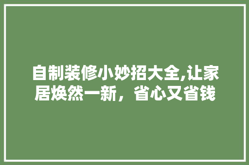 自制装修小妙招大全,让家居焕然一新，省心又省钱 软装设计
